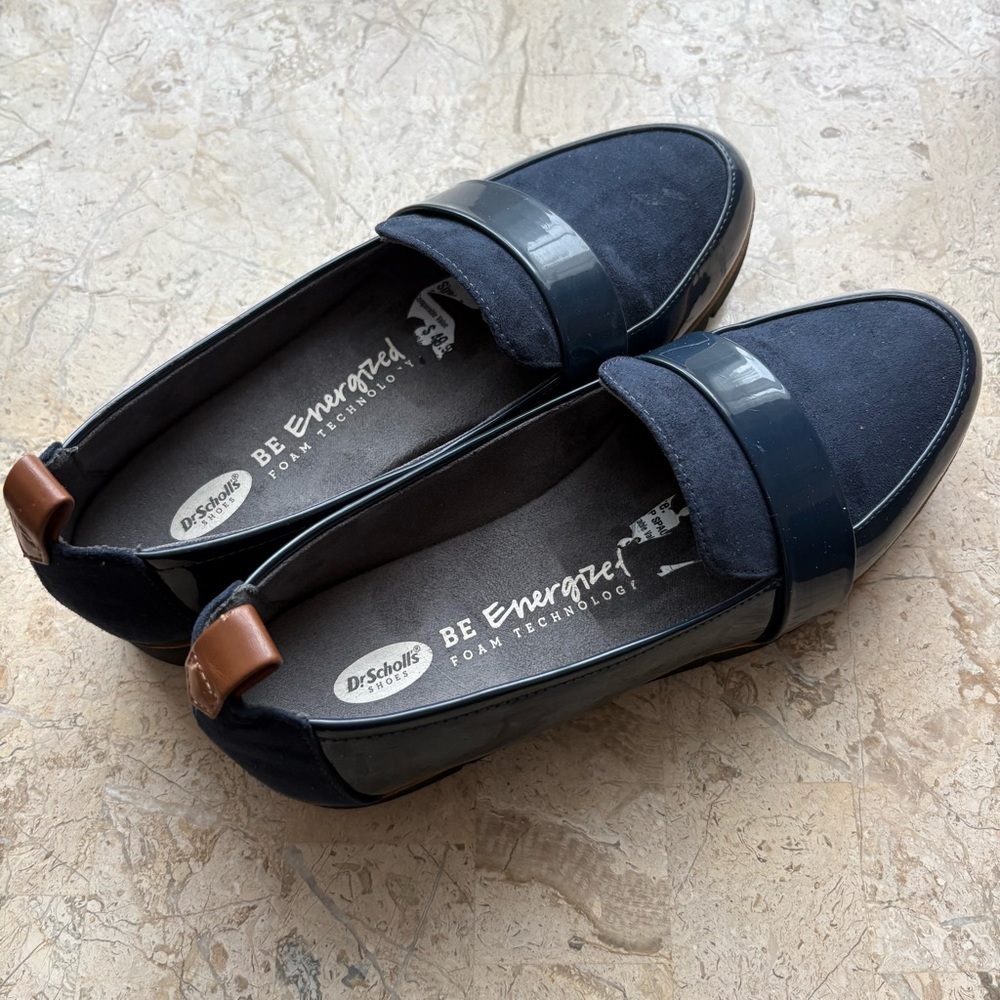 Dr.Scholl’s Be Energized Penny Loafer 46797 Dark Navy Faux Leather Size 6.5